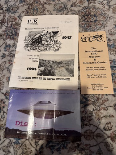 Vintage 1990s Roswell UFO Ephemera Lot - Bob Lazar Sport Model & Carey IUR Bookl