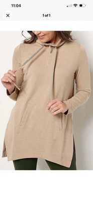 Susan Graver Women's Top Sz 2XS (XXS) SG Sport Regular Cloud Terry Classic Khaki
