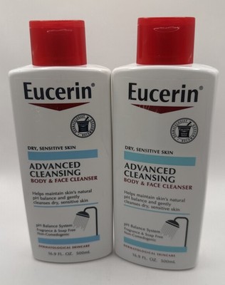 Eucerin Advanced Cleansing Body & Face Cleanser, 16.9 fl. oz, Pack of 2