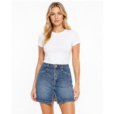 Old Navy Womens 12 Denim Skirt Vintage Y2K 2002 Medium Wash Utility Mini Skirt