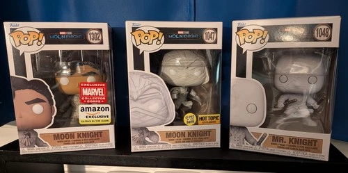 Funko Pop LOT of 2: Moon Knight Marvel Studios 1047, 1048 & 1302. Vaulted & Rare