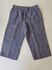 Eileen Fisher Organic Linen Wide Leg Cropped Pants M Gray Pull On NWOT