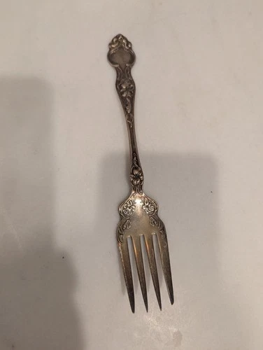 Antique Violet by Wallace Silver 8-3/8'' Cold Meat Fork, Circa 1904 56 Grams
