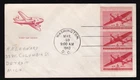 TRANSPORT PLANE PANE #C25A US FIRST DAY COVER 1943, FARNAM CACHET FDC