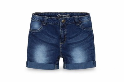 Denim & Co. Mädchen abgeschnittene Shorts Größe 9 Jahre blau geknöpft