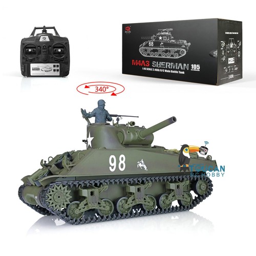 USED US STOCK 1/16 TK7.0 Henglong Plastic M4A3 Sherman RC Tank 3898 BB Infrared