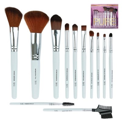 12pc Complete Makeup Brush Set Premium Synthetic Bristles Blending Brush Bron...