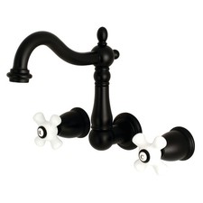 Kingston Brass KS125.PX Heritage 1.2 GPM Wall Mounted Widespread - Black