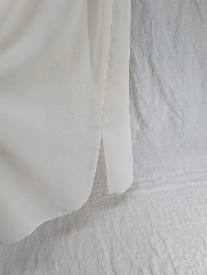 Vestido de noiva vintage blusa de renda creme top saia midi mangas compridas pequeno L10 - Imagem 4 de 4