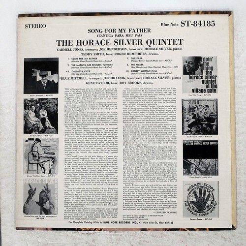 HORACE SILVER SONG FOR MY FAT BLUE NOTE BST84185 US LP - Picture 2 of 3