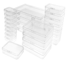 24-Piece Mixed-Size Rectangular Small Clear Containers with Lids Stackable