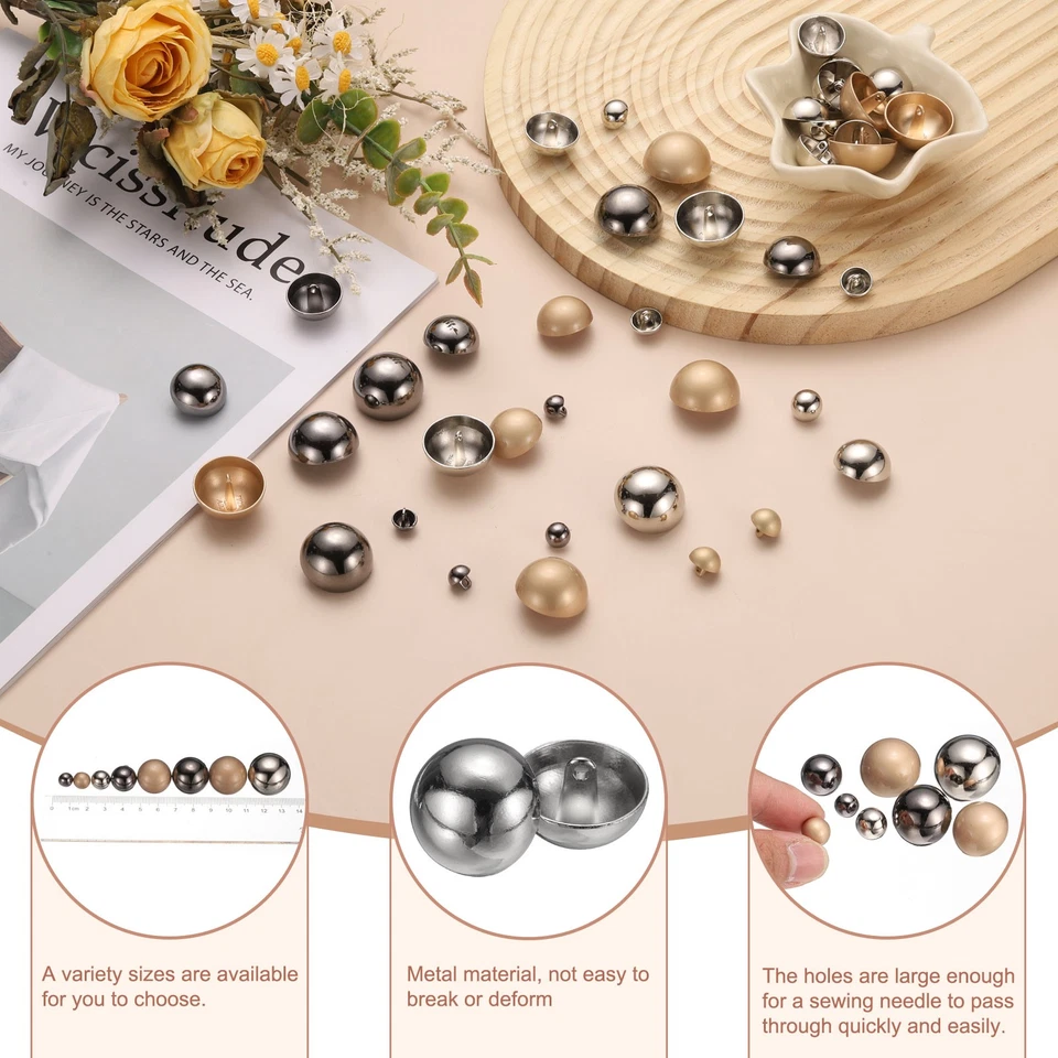 Botones de costura redondos de metal de 23 mm de un solo agujero artesanal botón hágalo usted mismo 10 piezas, plateados Foto 4 de 4
