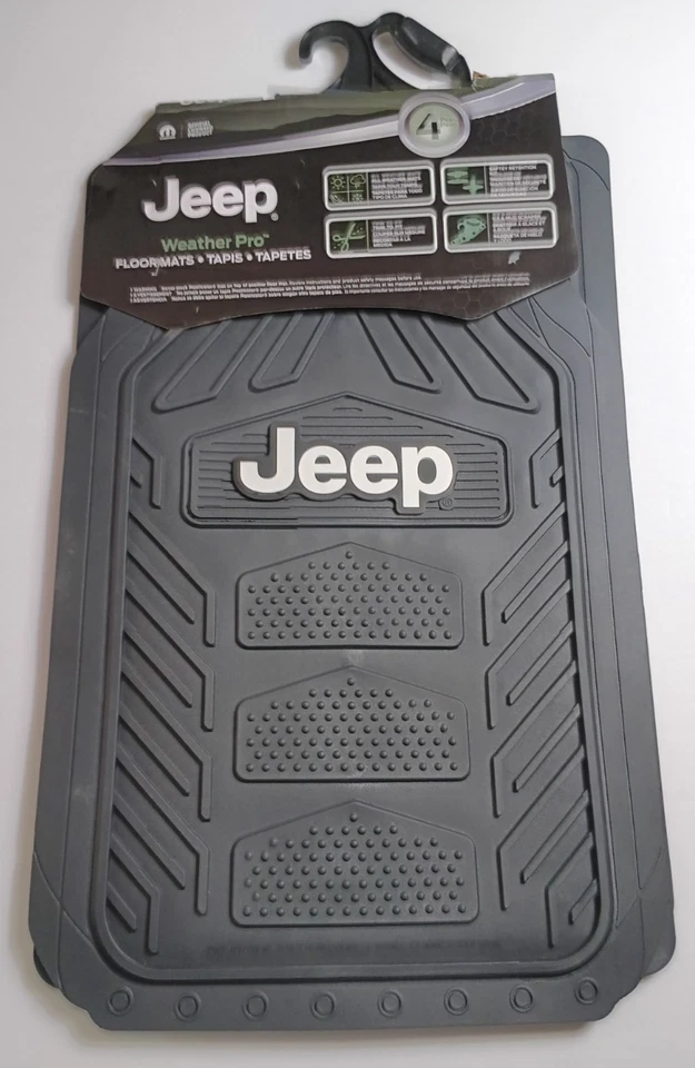 NEW SET OF 4 ORIGINAL BLACK JEEP FLOOR MATS PLASTICOLOR FRONT & REAR WEATHER PRO - Imagem 2 de 4