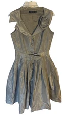 Teri Jon by Rickie Freeman Sz 8 Unforgettable Belted Pleated Cocktail Dress￼