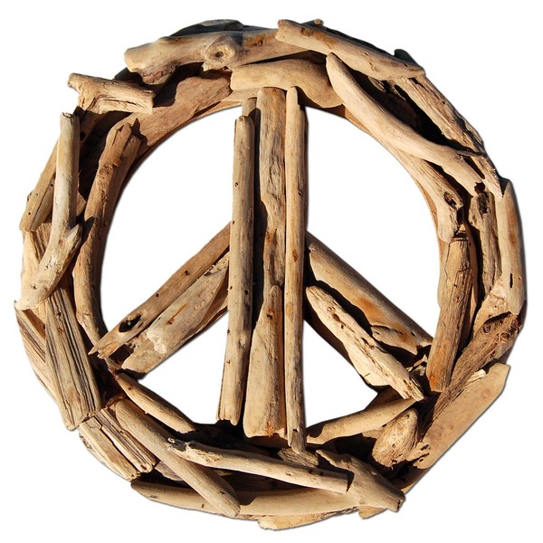 Seestern Treibholz Deko M. Peace ( 20 Cm ) Motiv Wanddeko Driftwood Schild Holzd-image