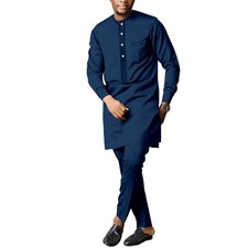 African Men Dashiki Shirt Pants Suit TR24 Small Traditional Outfit 2PC