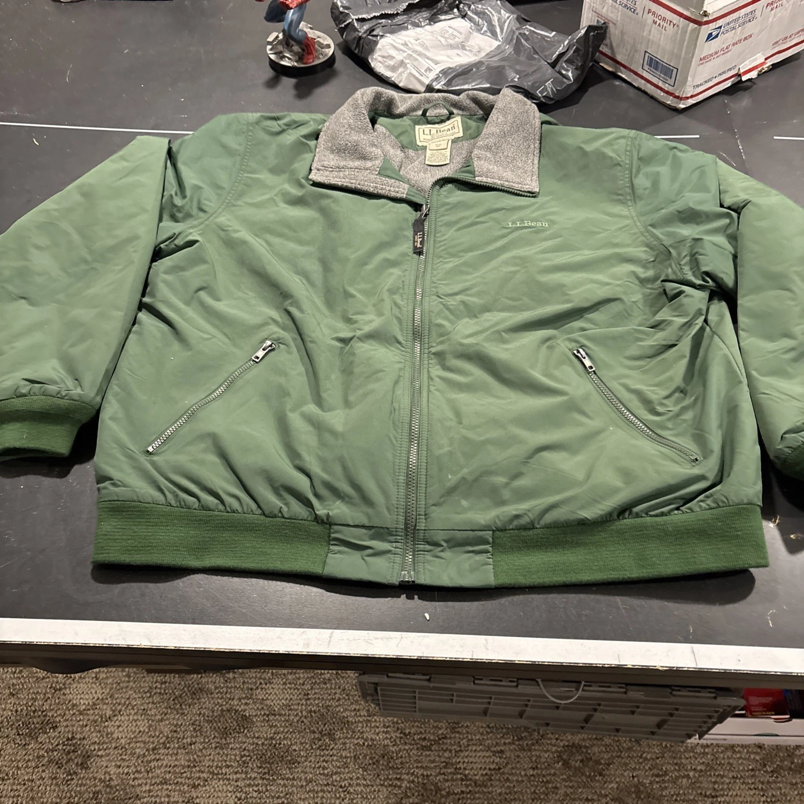 LL Bean Warm Up Jacket Mens XXL Full Zip Fleece Lined Thinsulate Green Classic