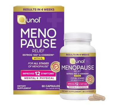 Qunol Menopause Relief Capsules, Peri to Post, Results in 4 Weeks, Hormone Free