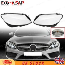 2x Front Headlight Cover Shell+Glue For Benz W205 C Class C280 C300 2015-2017