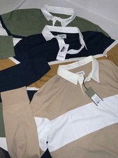 Men's Long Sleeve Rugby Polo Shirts -TAUPE, NAVY, GREEN S,M,L Goodfellow  Co.
