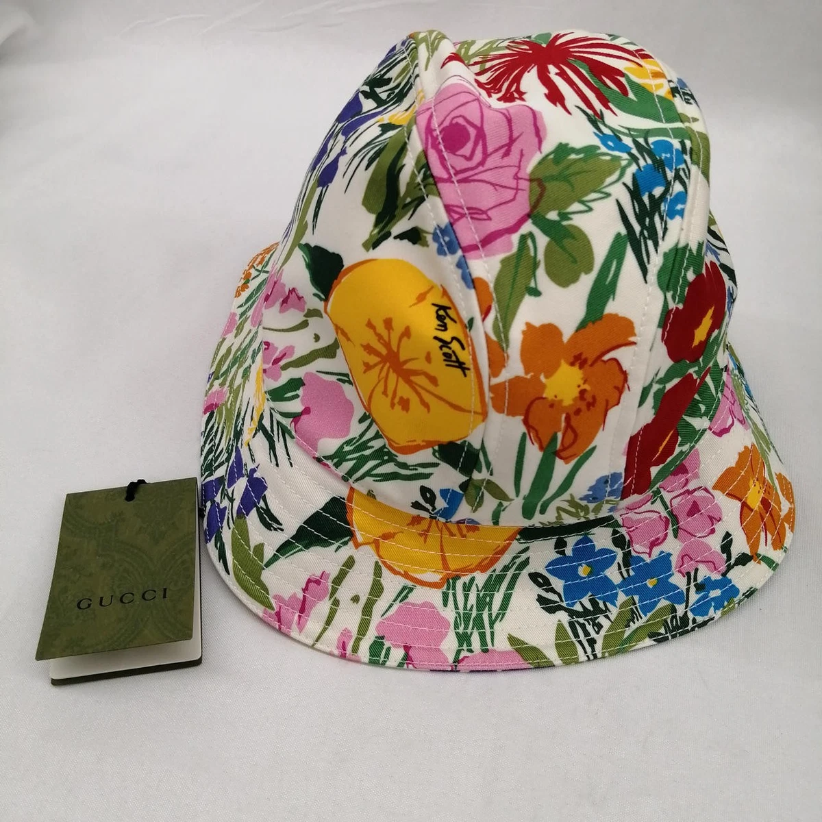 Gucci 花柄 バケットハット イエロー　フローラ　サイズL Gucci 花柄 バケットハット イエロー フローラ サイズL Gucci 花柄