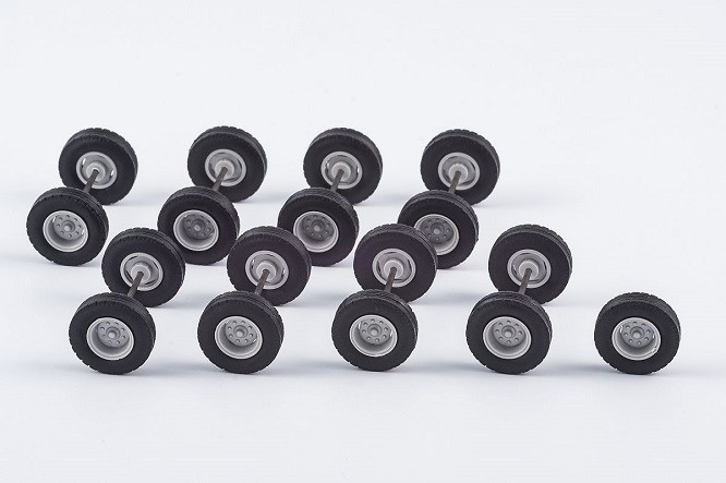 Vk-Models 99042 - 1/87 Accessories Wheelset Individually Tired 12.75 mm, 8 Axles