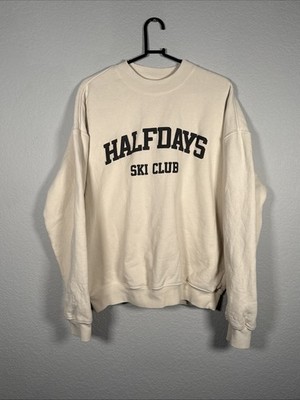 Halfdays Ski Club Crewneck Size 2 (Medium/Large) Ivory & Brown Logo Pullover