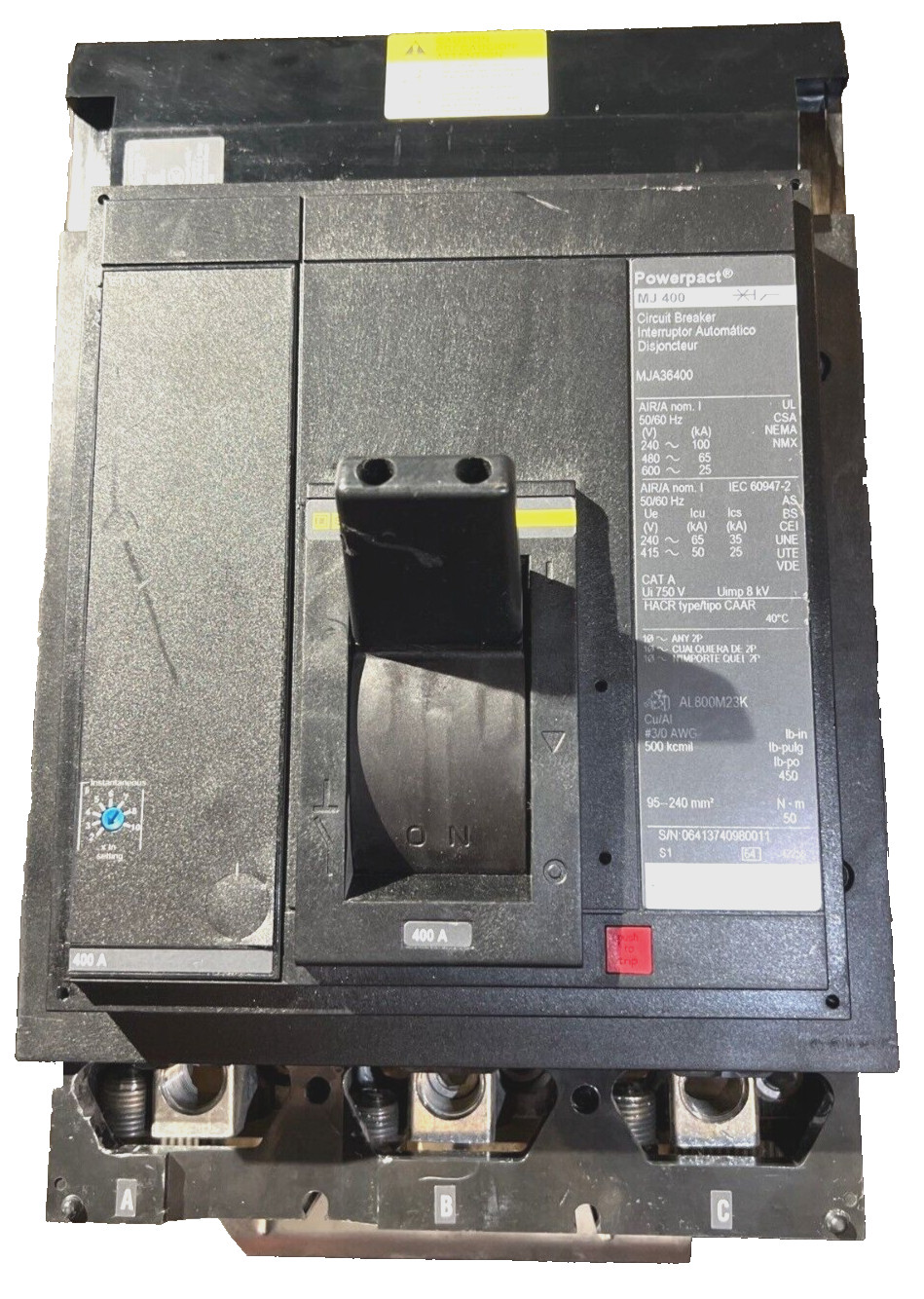 Square D MJA36400 I-Line Circuit Breaker 400A 3P 600V 3PH MJA 400 Amp 3 Pole