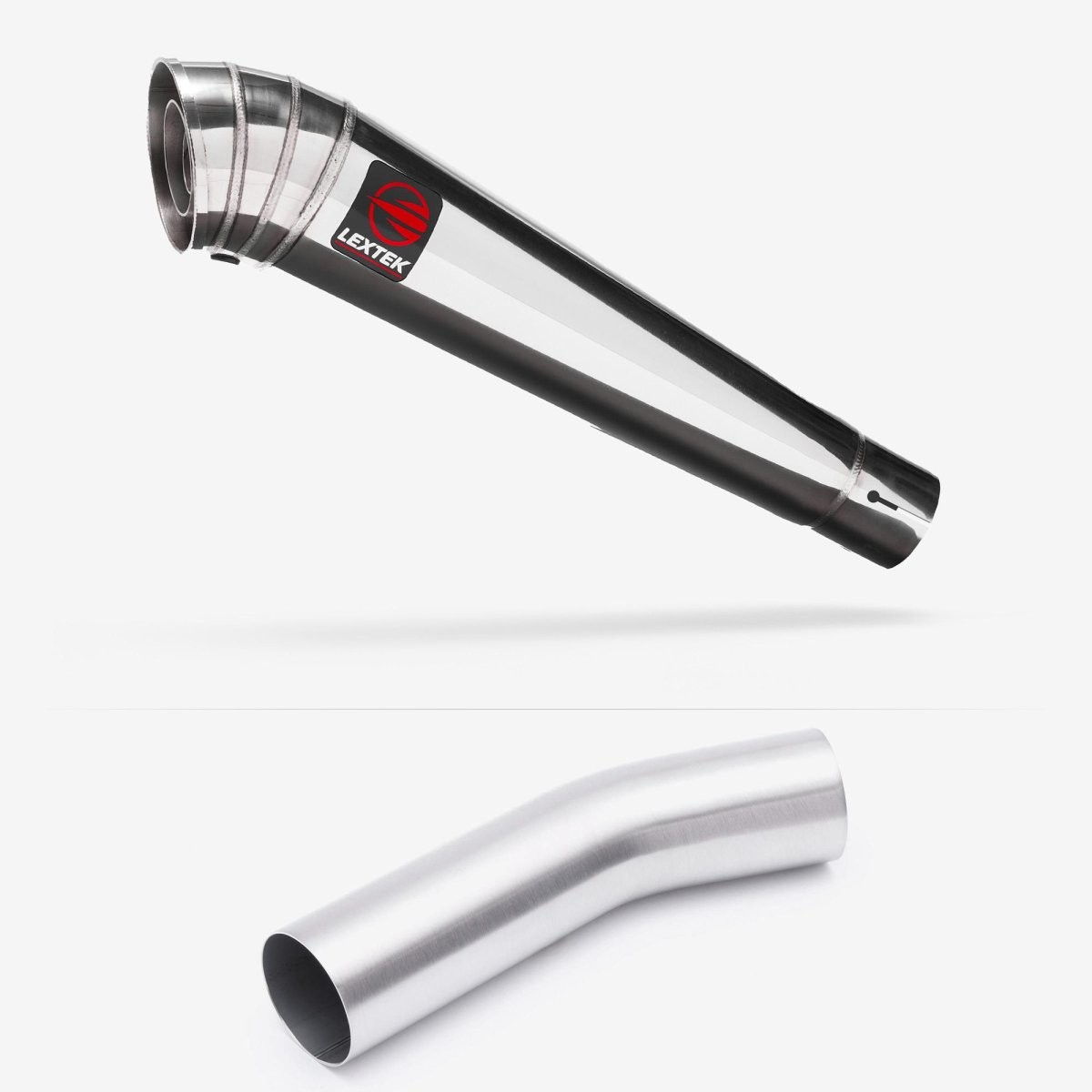 Lextek Stainless Steel MP4 Polished 300mm Exhaust with Link Pipe Silencer Rear