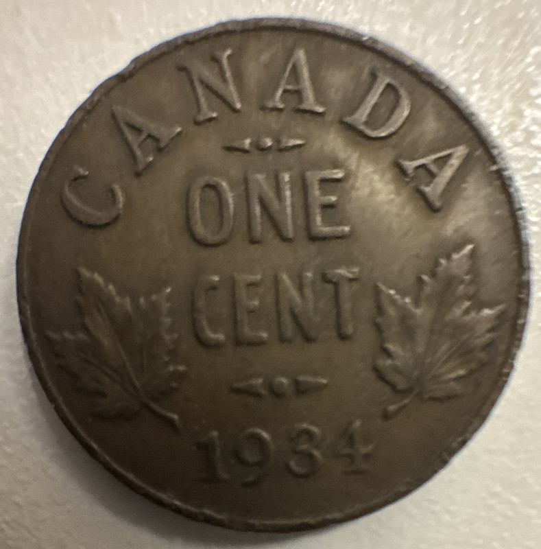 Canada 1934 Small Cent One Cent Coin - George V Dot after CANADA - BN - KM#21