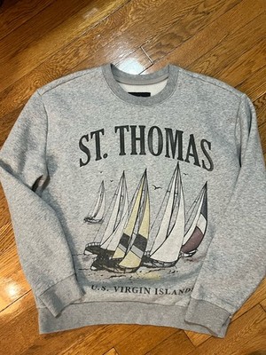 Hollister St Thomas US Virgin Islands Sweatshirt M Mens Relaxed Fit Pullover Top
