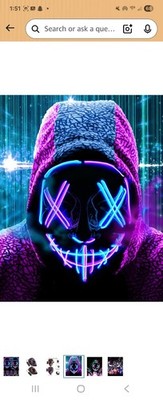 Illuminated Mask Halloween Costume LED Mask Light Up The Purge