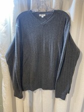 Apt 9 100 Cashmere Grey Women  s Lightweight V-Neck Pullover Sweater  Size 1