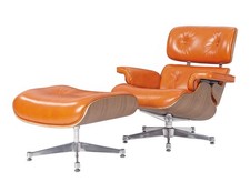 Classic Eames Lounge Chair And Ottoman Set Waxy caramel Geniuine Leather chair