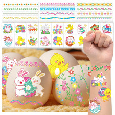 Glitter Easter Tattoos for Kids, 88 PCS Tattoo Stickers for Egg Decorating Kit,