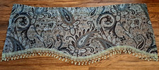 Paisley Curtain Valance Scalloped Tassels Brown Blue Elegant Boho 60x20