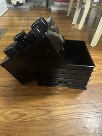 Lego Storage Brick Cube Black Stackable 4 Stud Box Container