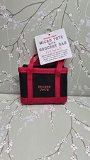 Trader Joe's Red Trim Micro Tote With Grocery Bag 2 In 1 Mini Ltd Edition NWT