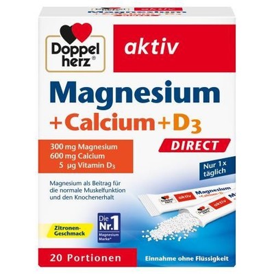 DOPPELHERZ Magnesium + Calcium + D3 direct Pellets 20St PZN: 7014117