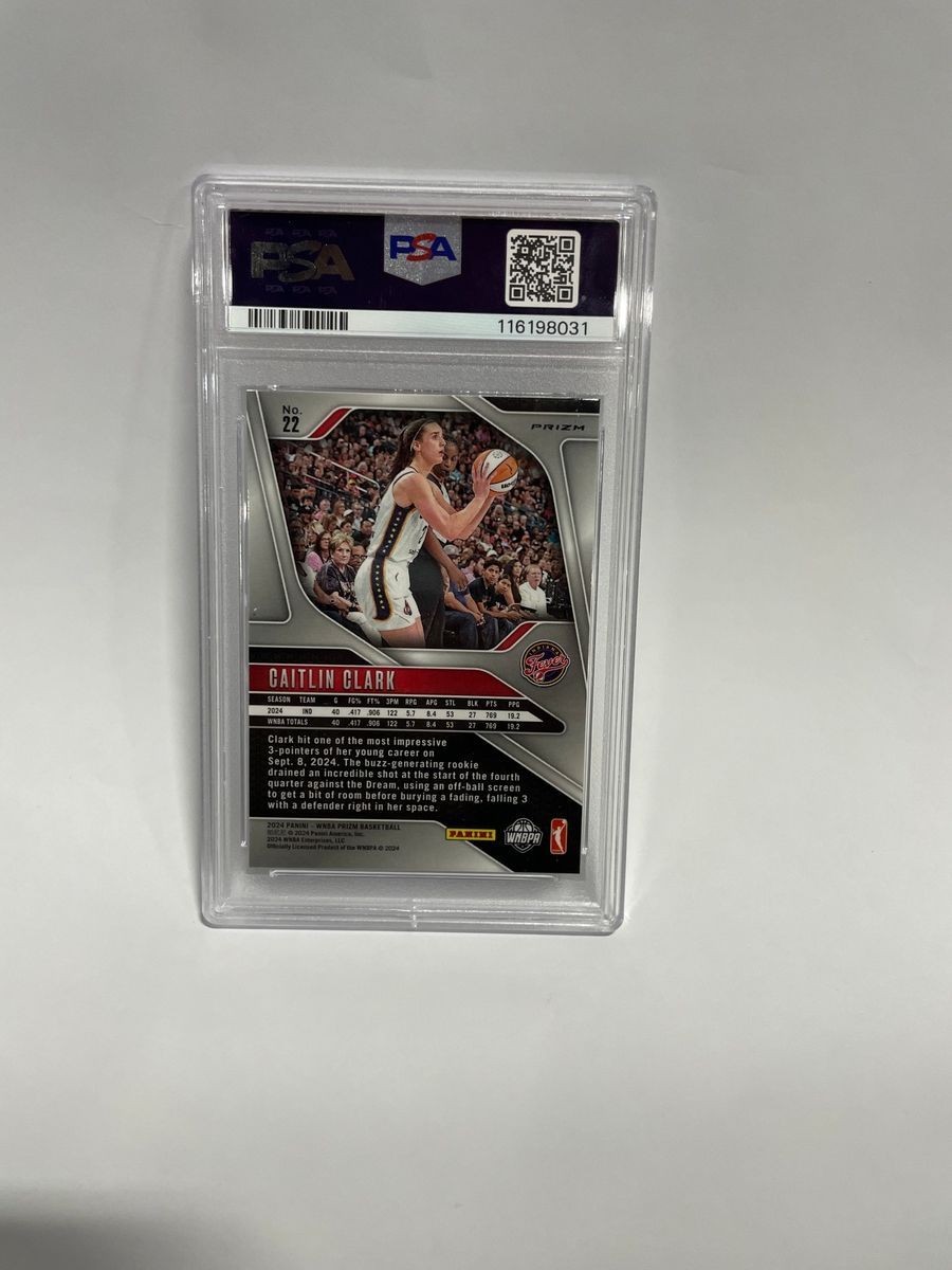 2024 Panini Prizm WNBA #22 Caitlin Clark Blue Velocity PSA 9 Mint view 2