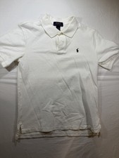 POLO Ralph Lauren Boys Classic Woven Polo Shirt White Cotton Size L 14-16