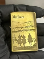 Phillip Morris Zippo Marlboro Lighter Cowboy Silhouette Brass  Limited Edition