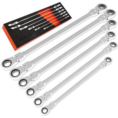 Extra Long Flex Head Ratcheting Wrench Set 6-Piece Metric Double B Wrench Set