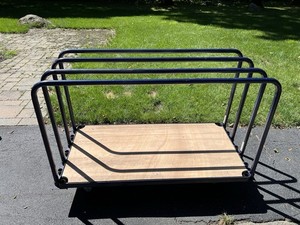 Heavy Duty Utility Cart Metal Frame Wooden Base Multi-Purpose Rolling Storage