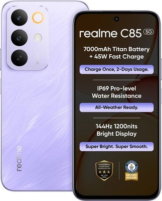 realme C85 5G 256GBパープル realme C85 5G ( Purple, 128.0GB 4GB RAM)Dimensity 6300 Processor