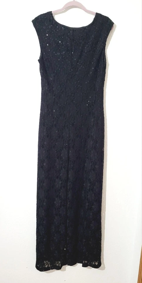 Vestido Connected Apparel Negro Encaje Lentejuelas Talla 10 Noche Formal Sin Mangas Foto 4 de 4