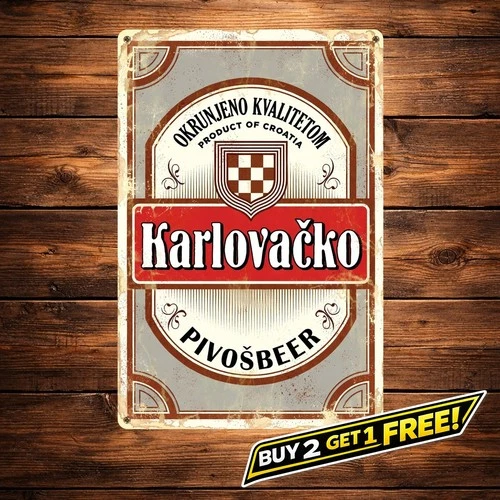 Karlovac Croatian Beer 8x8 Rustic Aluminum Tin Sign Vintage Bar Pub Decor
