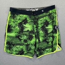 Hurley Phantom Board Shorts Mens 40 7" Green Tropical Palm Tree Swim Trunks AOP