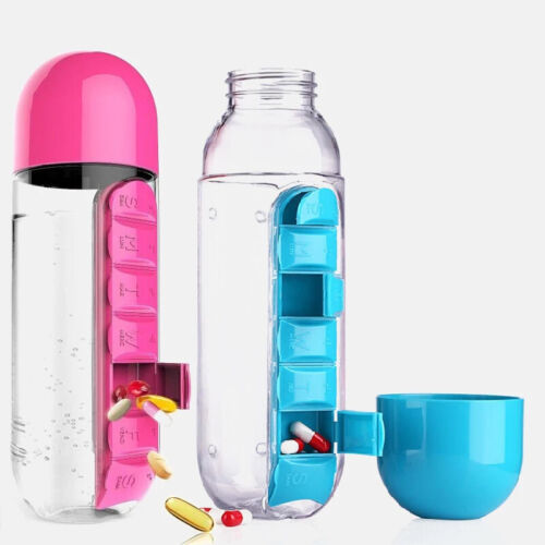 Water Bottle Sports Plastic Combine Daily Pill Boxes Organizer Drinking Bottles