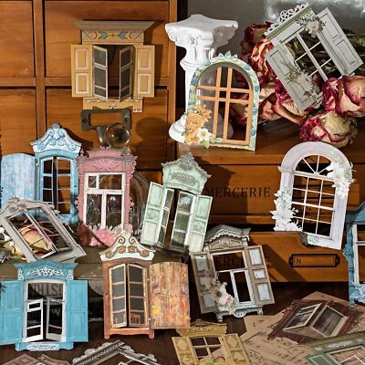 BELEBEE Vintage Hollow Windows Paper Stickers Journals Album Collage Scrapbooking Art